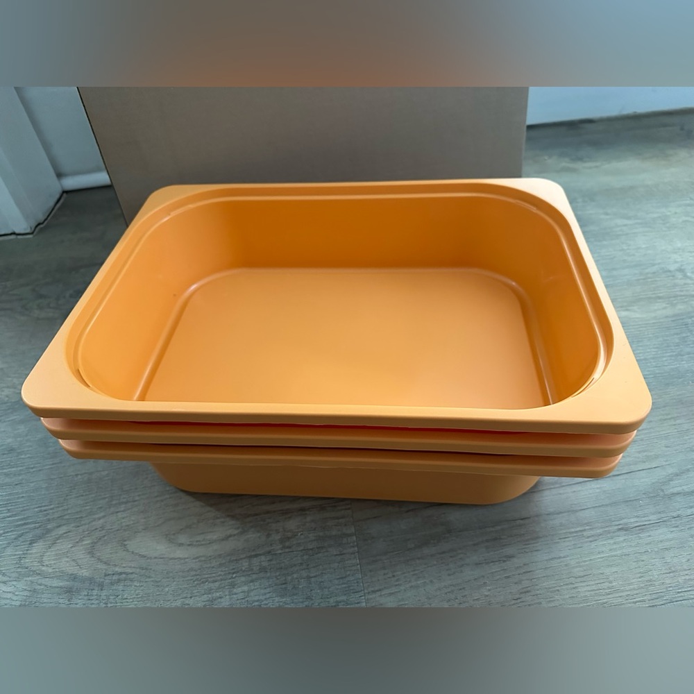 Lot of 3 IKEA Trofast Toy Storage Bin Box 16 ½”x11 ¾”x4" New - light orange NEW